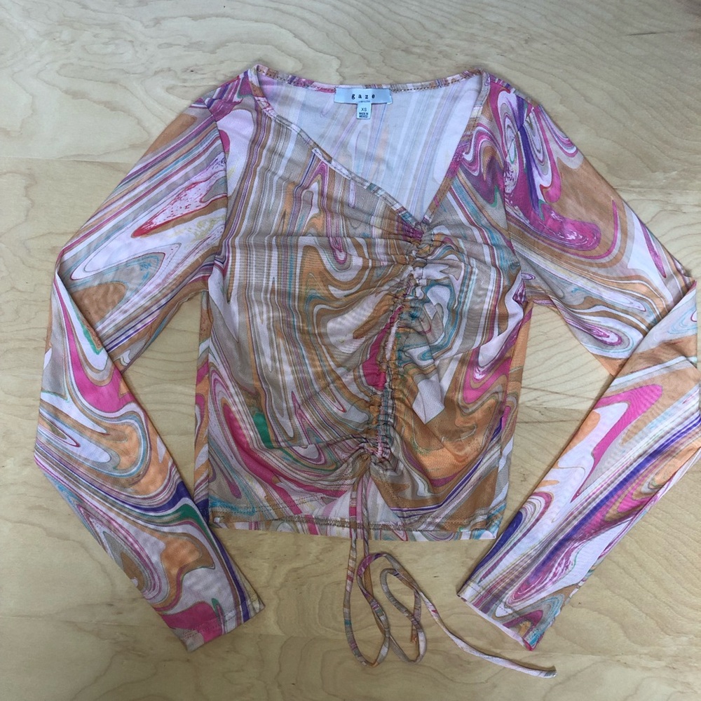 Gaze Adjustable Sheer Long Sleeve Top